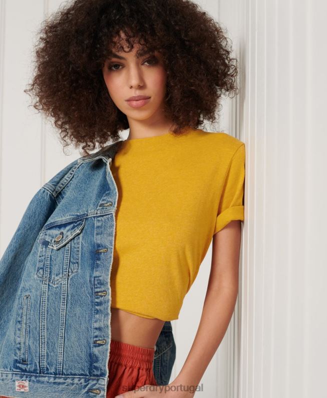 camiseta essencial de algodão orgânico mulheres laranja roupas Superdry 2208H6306
