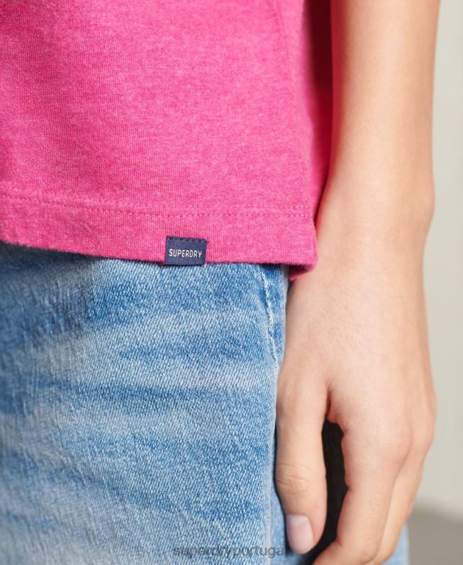 camiseta essencial de algodão orgânico mulheres rosa roupas Superdry 2208H6249