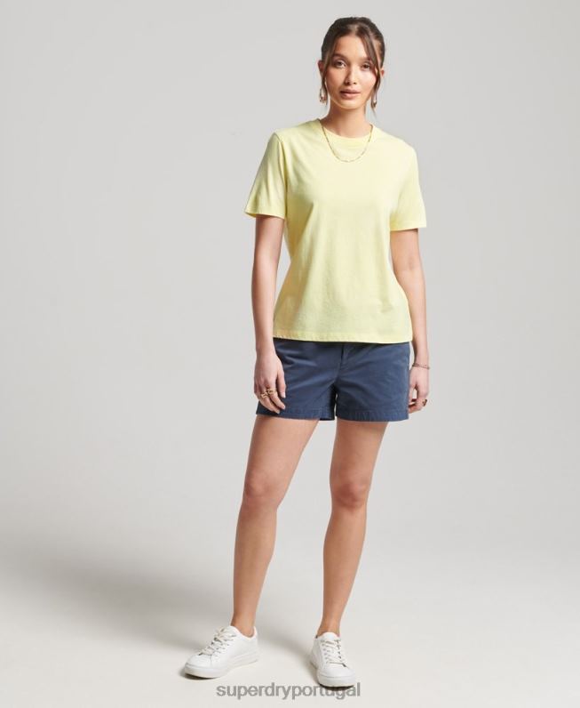camiseta essencial de algodão orgânico studios mulheres amarelo roupas Superdry 2208H6250