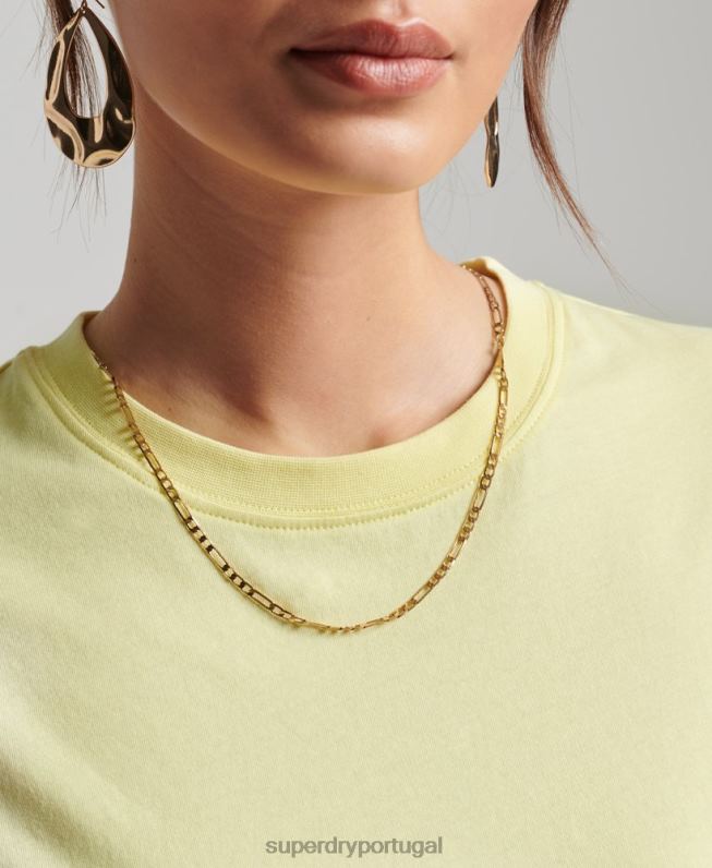 camiseta essencial de algodão orgânico studios mulheres amarelo roupas Superdry 2208H6250