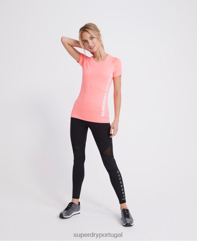 camiseta essencial para treino mulheres coral roupas Superdry 2208H2854