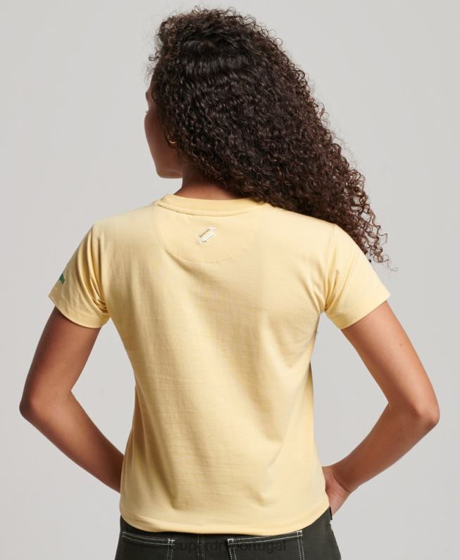 camiseta estampada anos 90 mulheres amarelo roupas Superdry 2208H2667