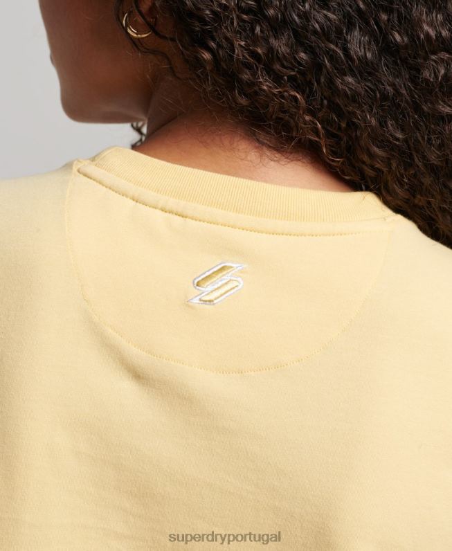 camiseta estampada anos 90 mulheres amarelo roupas Superdry 2208H2667