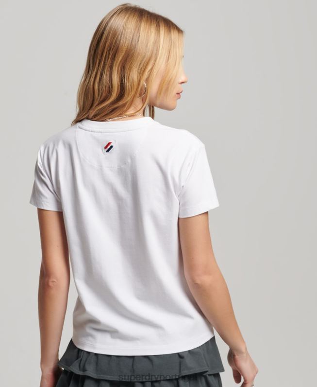 camiseta estampada anos 90 mulheres branco roupas Superdry 2208H2240