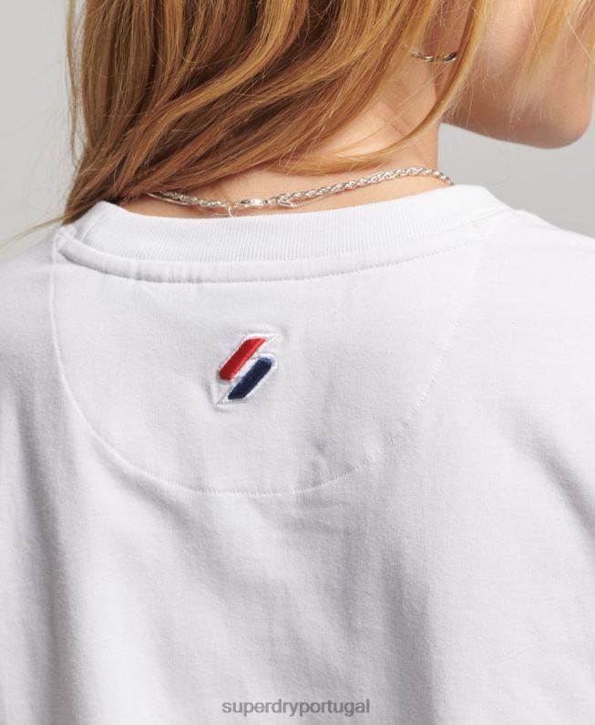 camiseta estampada anos 90 mulheres branco roupas Superdry 2208H2240