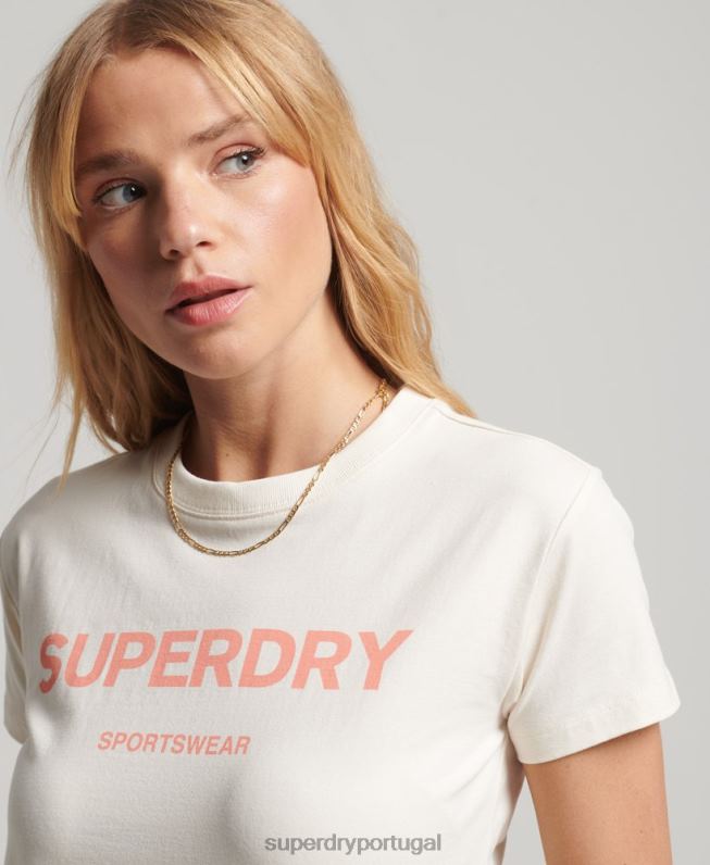 camiseta estampada anos 90 mulheres creme roupas Superdry 2208H2154