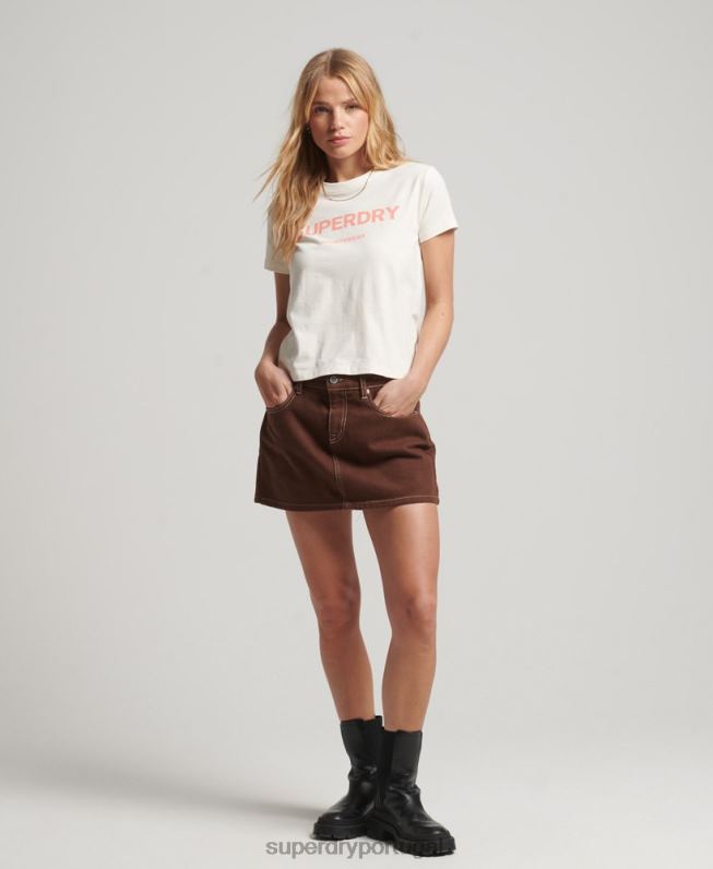 camiseta estampada anos 90 mulheres creme roupas Superdry 2208H2154