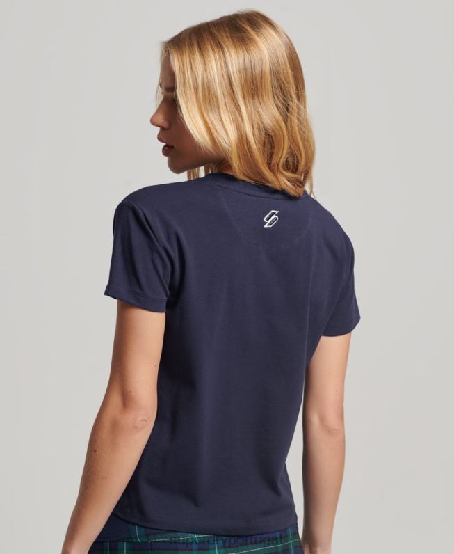 camiseta estampada anos 90 mulheres marinha roupas Superdry 2208H2614