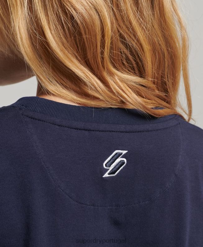 camiseta estampada anos 90 mulheres marinha roupas Superdry 2208H2614