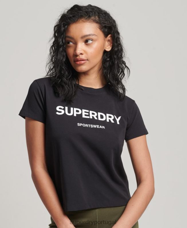 camiseta estampada anos 90 mulheres preto roupas Superdry 2208H2150