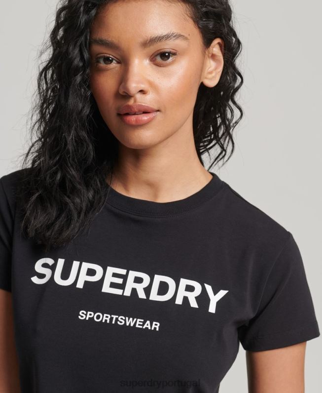 camiseta estampada anos 90 mulheres preto roupas Superdry 2208H2150