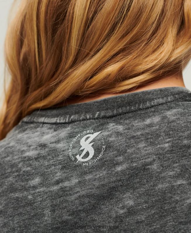 camiseta estampada blackout rock mulheres preto roupas Superdry 2208H2634