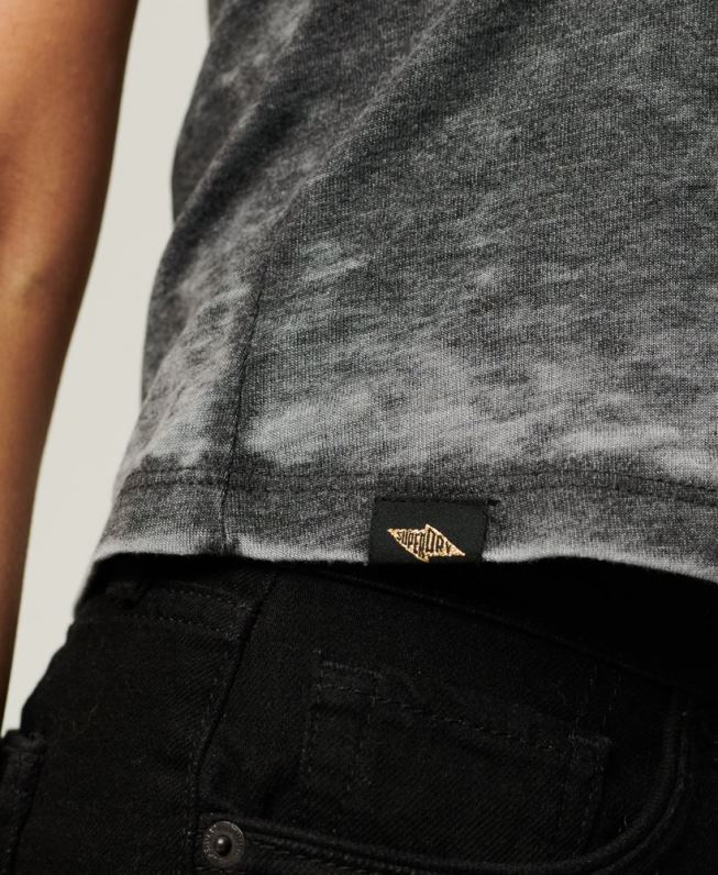 camiseta estampada blackout rock mulheres preto roupas Superdry 2208H2634