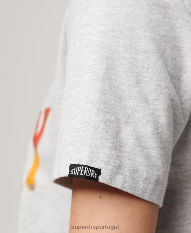 camiseta estampada lembrança de viagem mulheres cinza roupas Superdry 2208H2622