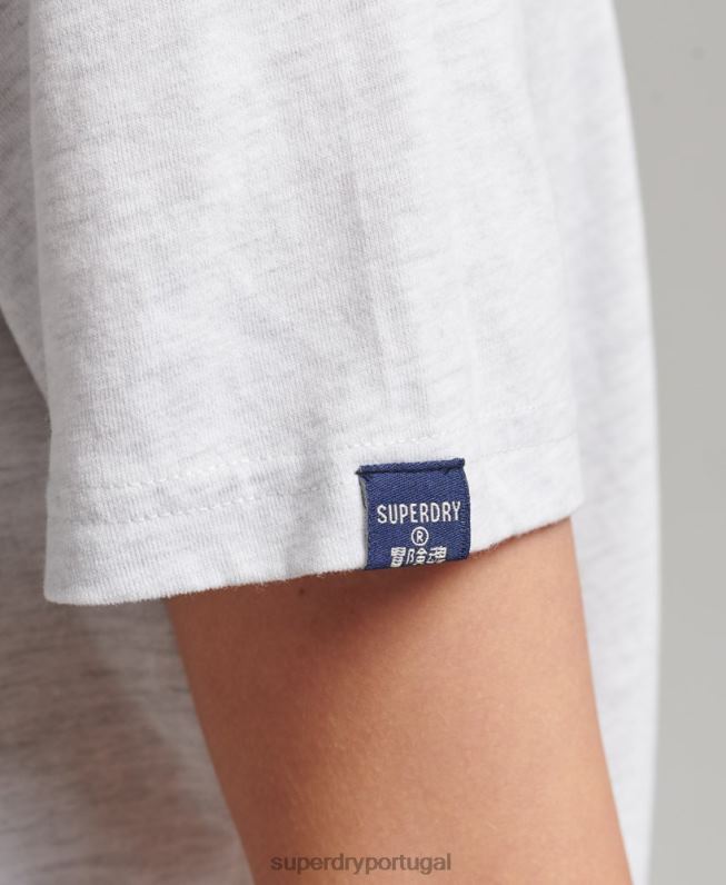 camiseta floral estilo script mulheres cinza claro roupas Superdry 2208H6277