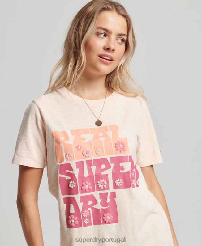 camiseta floral superestado mulheres rosa roupas Superdry 2208H2633