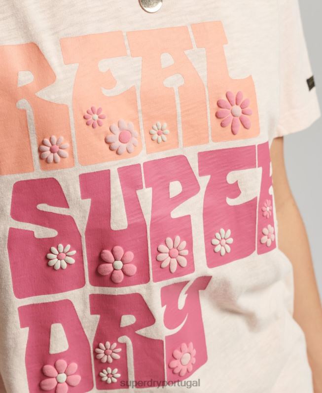 camiseta floral superestado mulheres rosa roupas Superdry 2208H2633