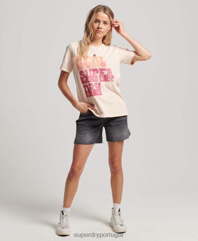 camiseta floral superestado mulheres rosa roupas Superdry 2208H2633