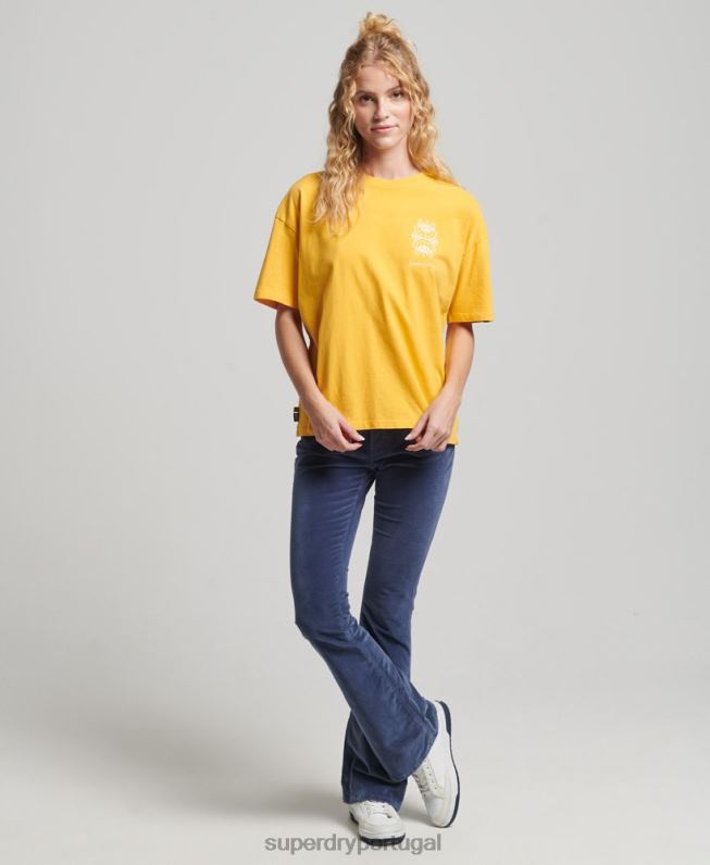 camiseta folk nômade mulheres amarelo roupas Superdry 2208H2664