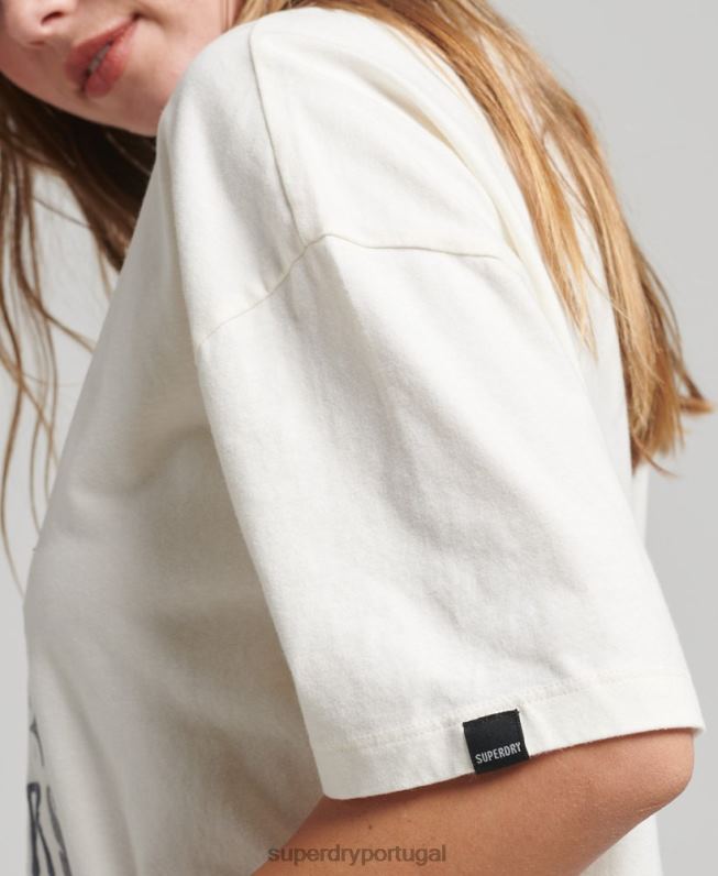 camiseta folk nômade mulheres branco roupas Superdry 2208H2724