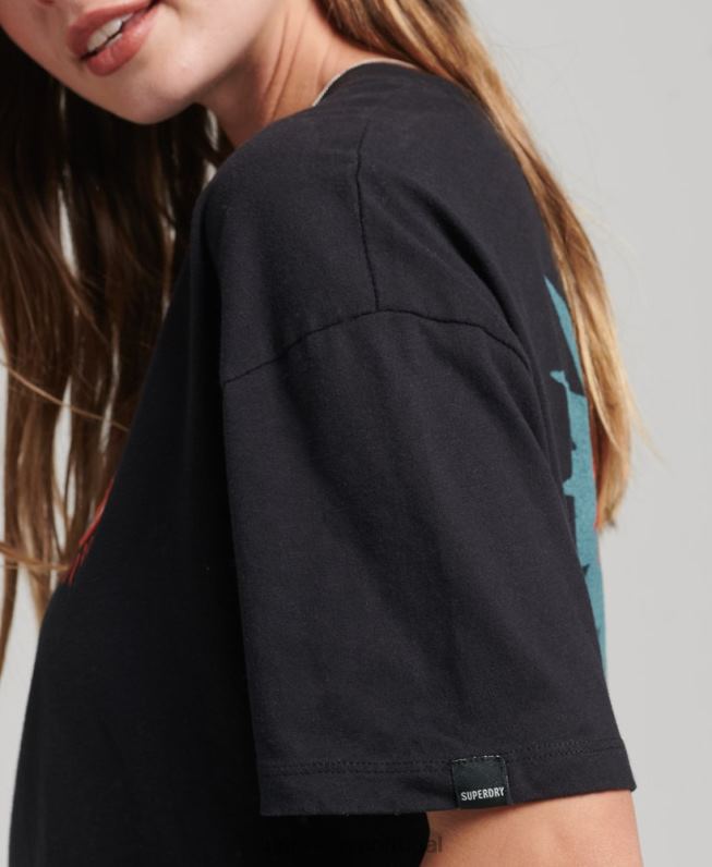 camiseta folk nômade mulheres preto roupas Superdry 2208H2789