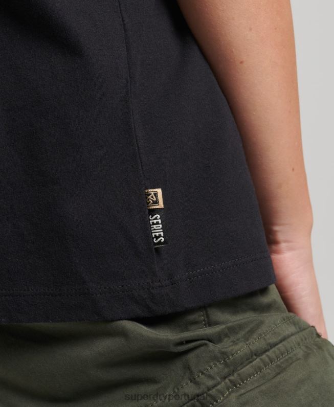 camiseta folk nômade mulheres preto roupas Superdry 2208H2789