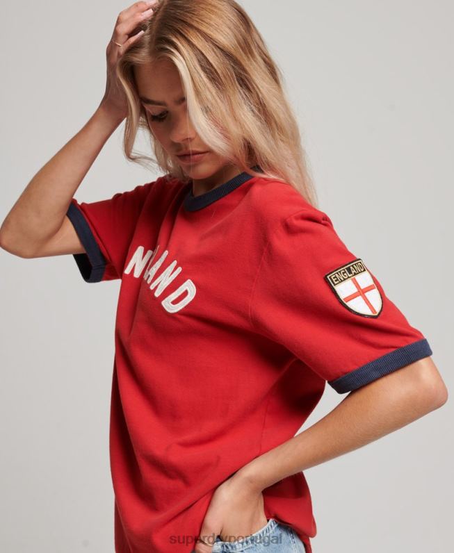 camiseta futebol inglaterra mulheres vermelho roupas Superdry x Ringspun 2208H2797