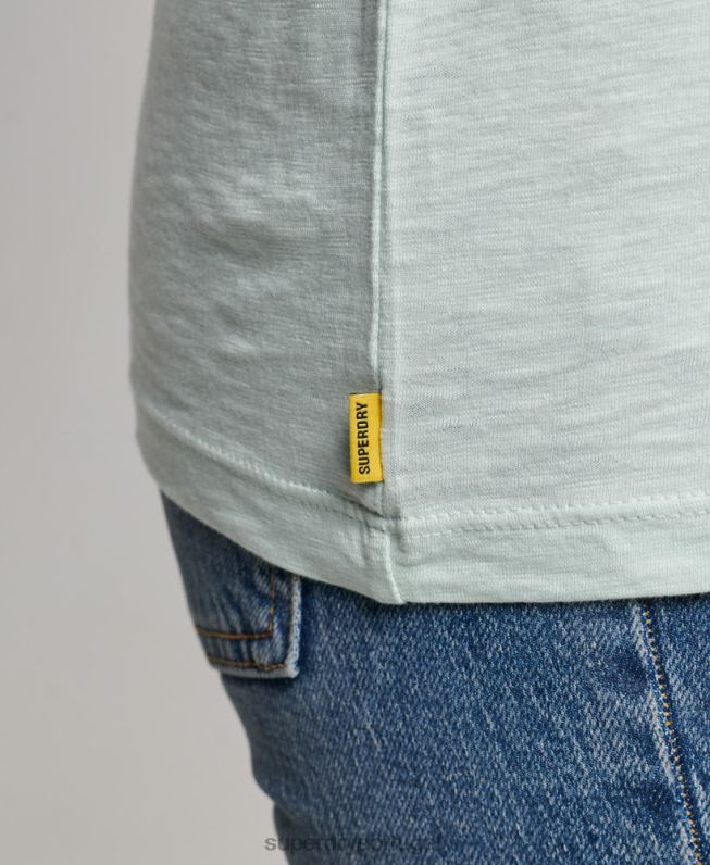 camiseta gola v com bolso em algodão orgânico mulheres verde roupas Superdry 2208H6206