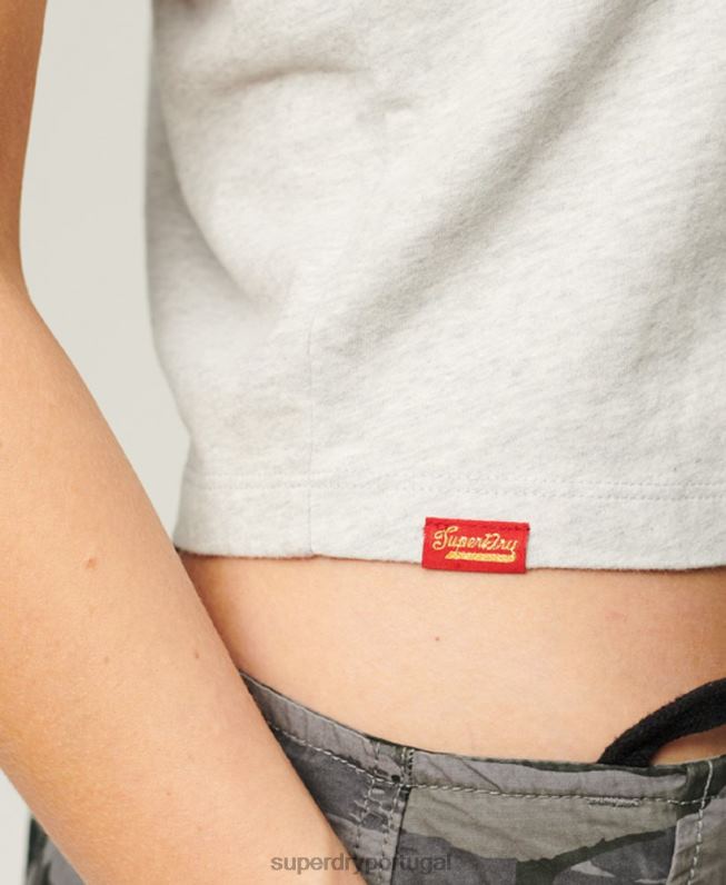 camiseta gráfica com script de roupa de trabalho mulheres cinza claro roupas Superdry 2208H2115