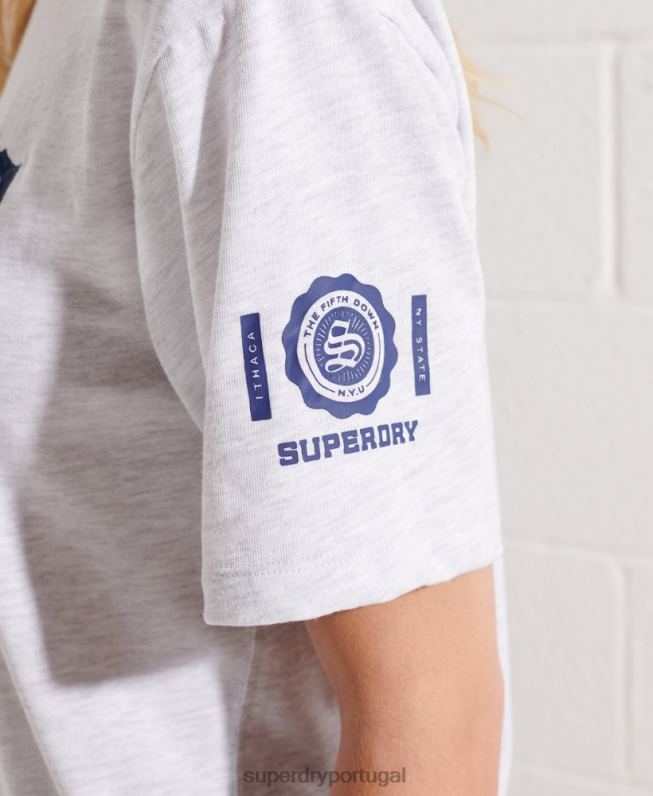 camiseta gráfica da faculdade mulheres cinza claro roupas Superdry 2208H2719