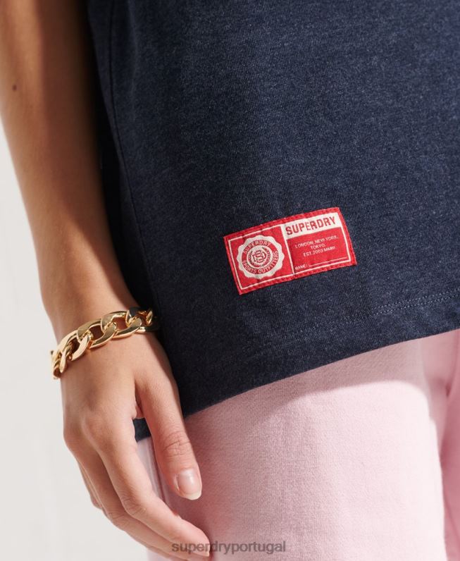 camiseta gráfica da faculdade mulheres marinha roupas Superdry 2208H2744