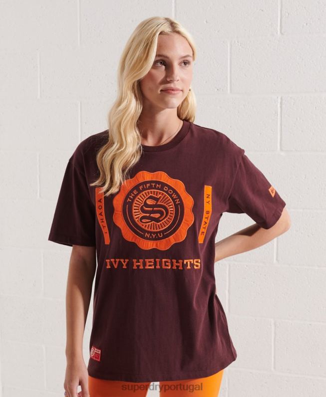 camiseta gráfica da faculdade mulheres vermelho roupas Superdry 2208H2741