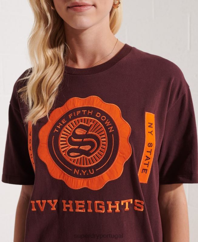 camiseta gráfica da faculdade mulheres vermelho roupas Superdry 2208H2741