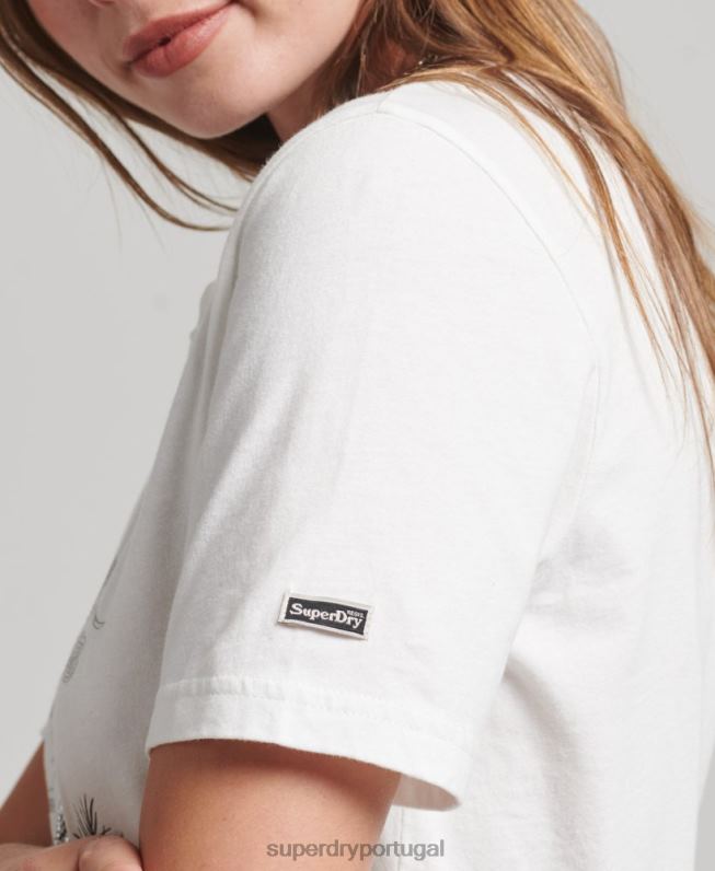 camiseta gráfica suika mulheres creme roupas Superdry 2208H2732