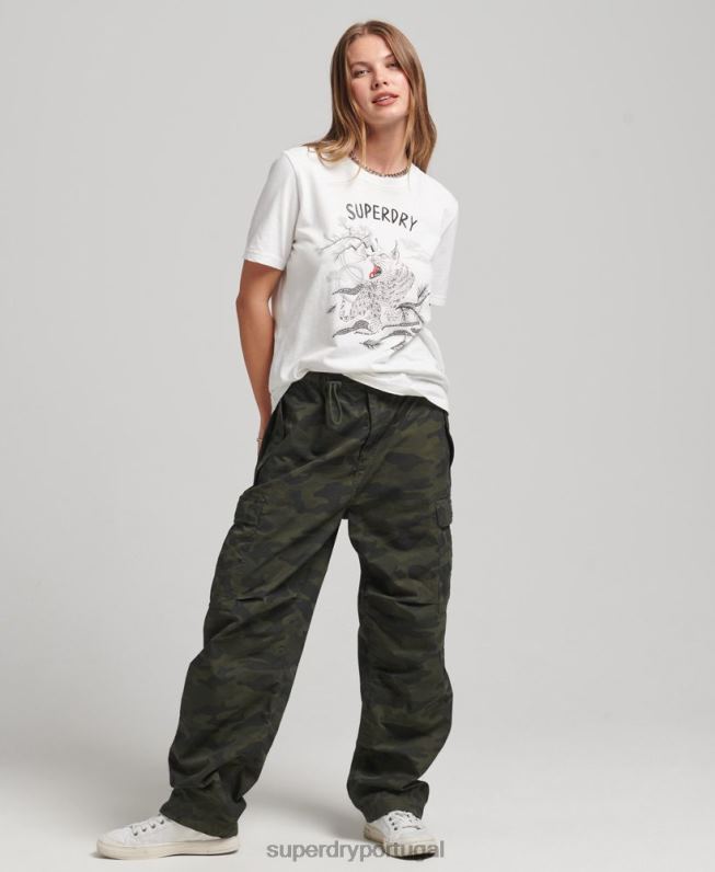 camiseta gráfica suika mulheres creme roupas Superdry 2208H2732