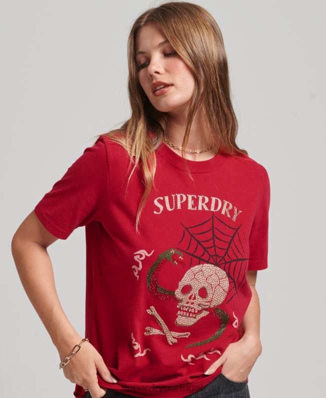 camiseta gráfica suika mulheres vermelho roupas Superdry 2208H2798