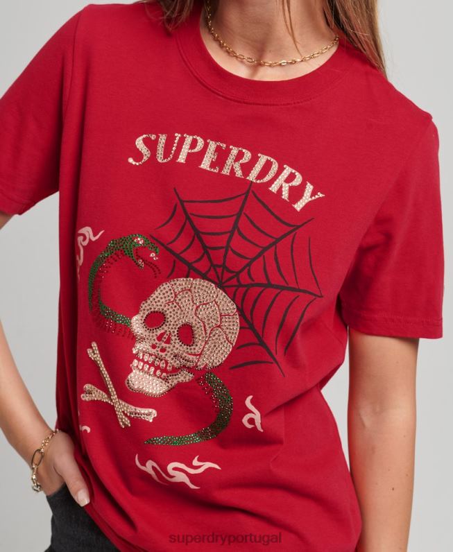 camiseta gráfica suika mulheres vermelho roupas Superdry 2208H2798