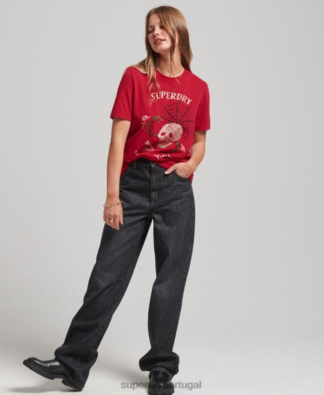 camiseta gráfica suika mulheres vermelho roupas Superdry 2208H2798