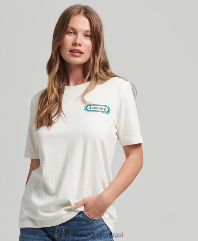 camiseta guia comercial mulheres branco roupas Superdry 2208H2803