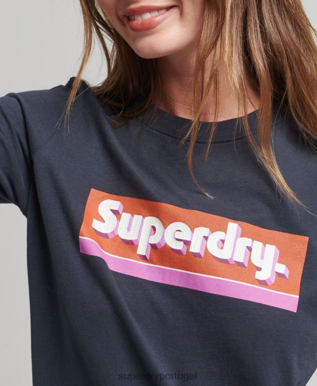camiseta guia comercial mulheres marinha roupas Superdry 2208H2754