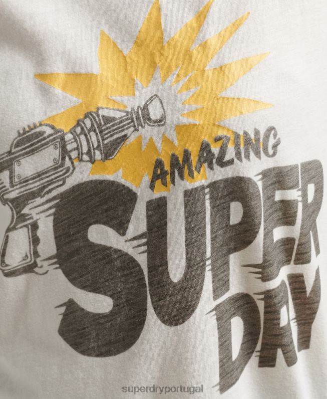 camiseta indie vintage mulheres creme roupas Superdry 2208H6221