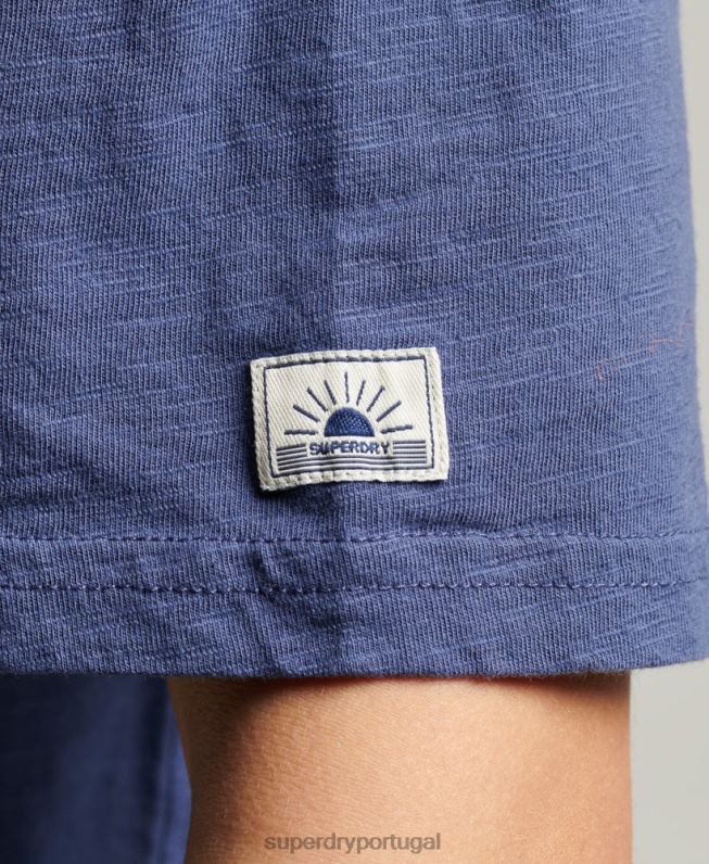 camiseta listrada cali vintage mulheres azul roupas Superdry 2208H6184