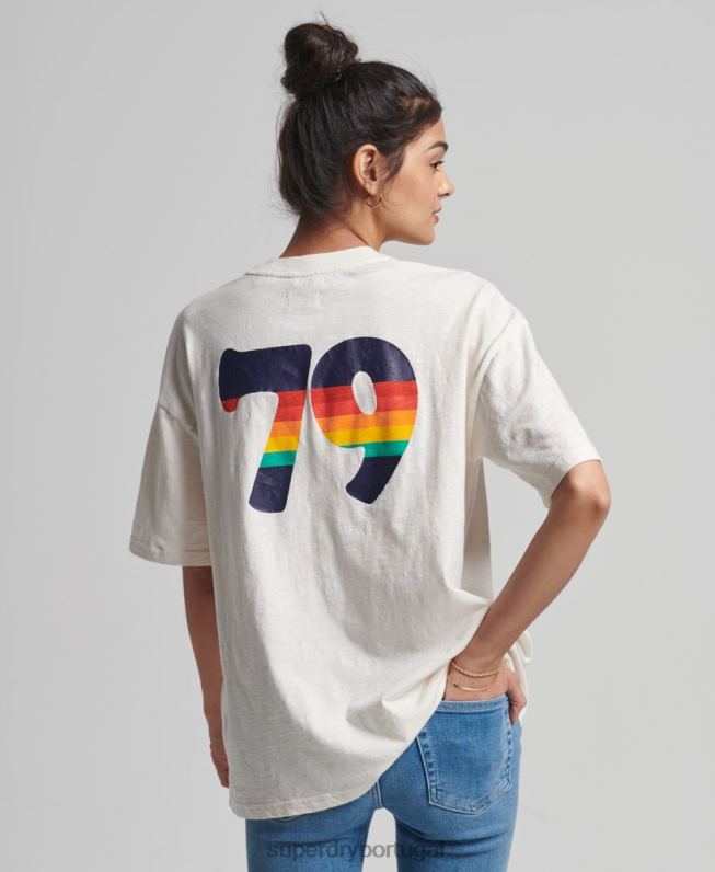 camiseta listrada cali vintage mulheres branco roupas Superdry 2208H6191