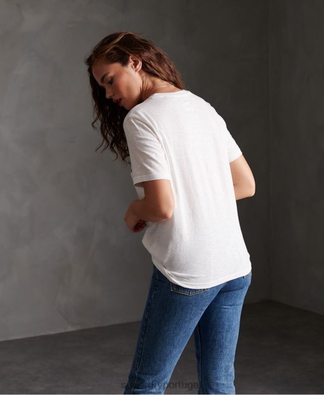 camiseta listrada retrô mulheres branco roupas Superdry 2208H2830