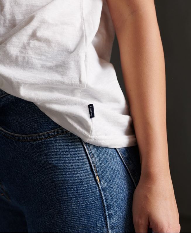 camiseta listrada retrô mulheres branco roupas Superdry 2208H2830