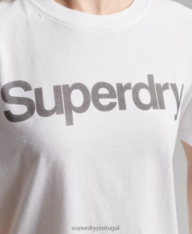 camiseta logo core mulheres branco roupas Superdry 2208H6279