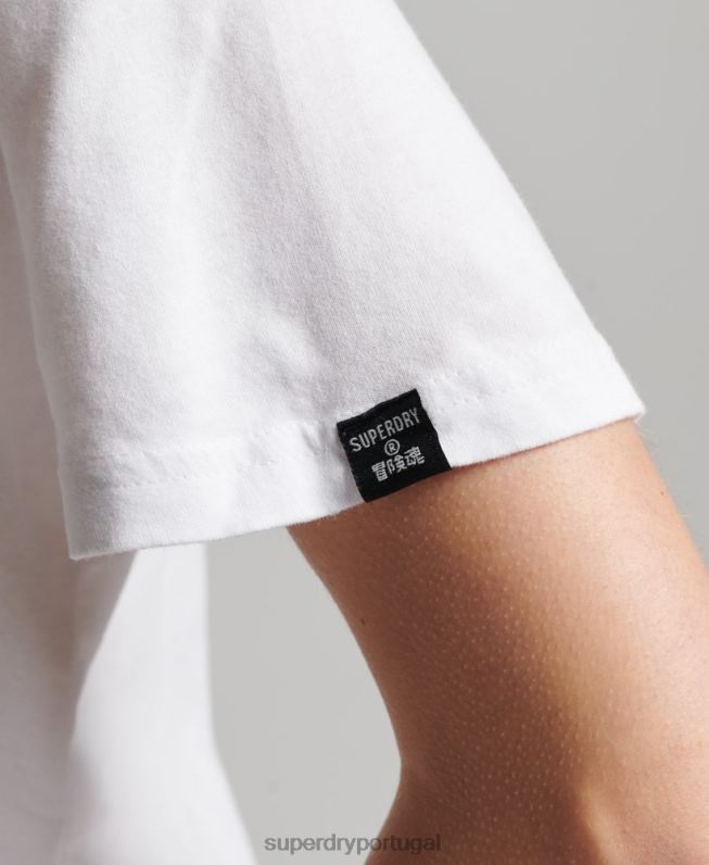 camiseta logo core mulheres branco roupas Superdry 2208H6279