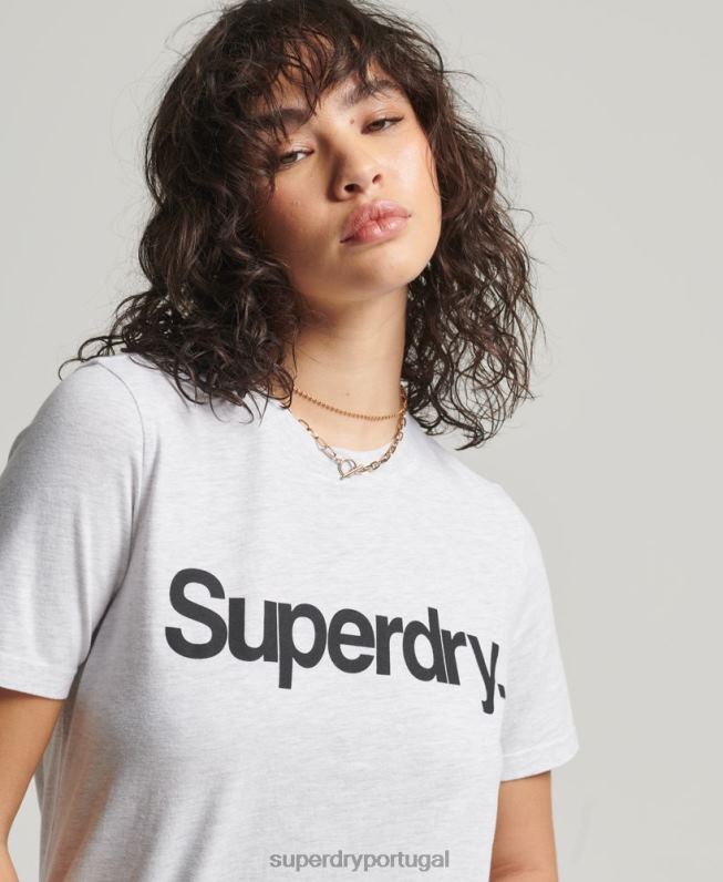 camiseta logo core mulheres cinza claro roupas Superdry 2208H2760