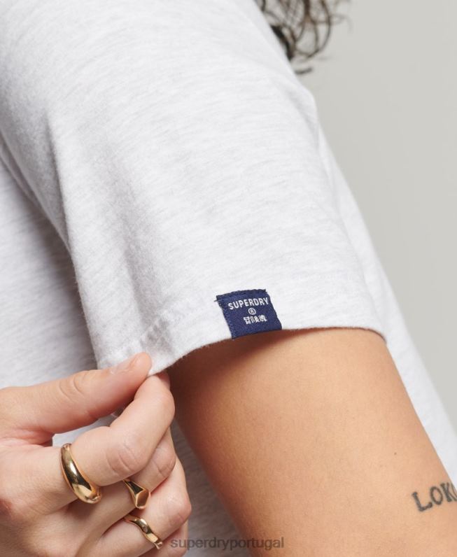 camiseta logo core mulheres cinza claro roupas Superdry 2208H2760