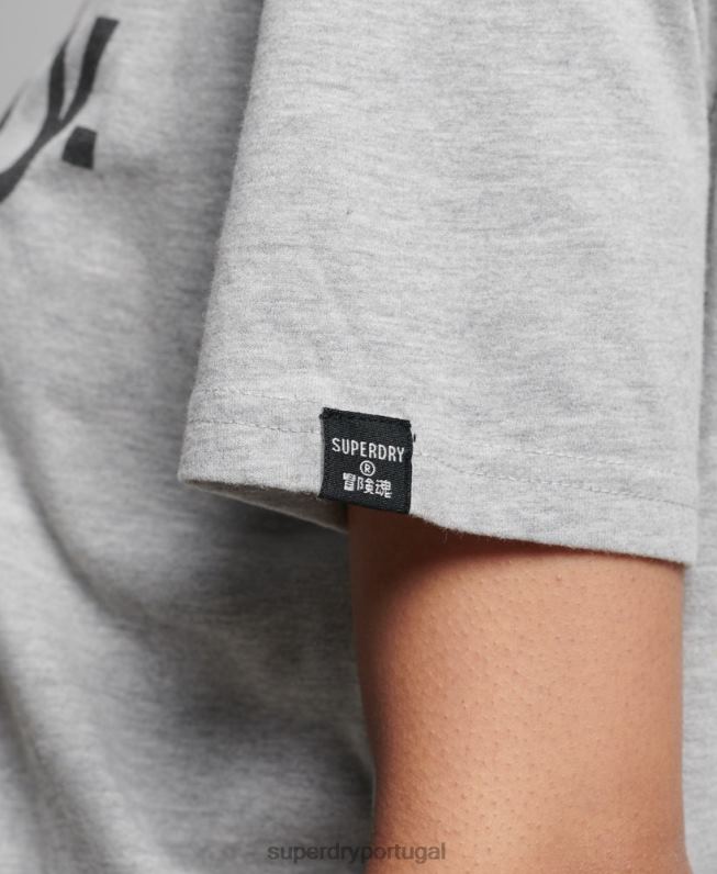 camiseta logo core mulheres cinza claro roupas Superdry 2208H6281
